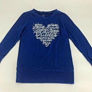 Total Girl Youth Girls Shirt Graphic Heart Love Friendship Words Blue Sz S 7/8